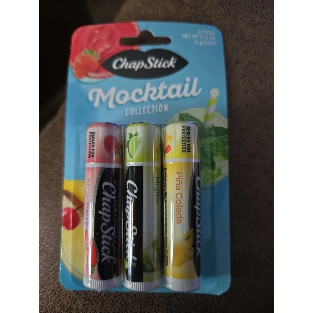 ChapStick Mocktail NIPS Strawberry Daiquari Mojito Pina Colada 3 Ct 0.15 Oz Each